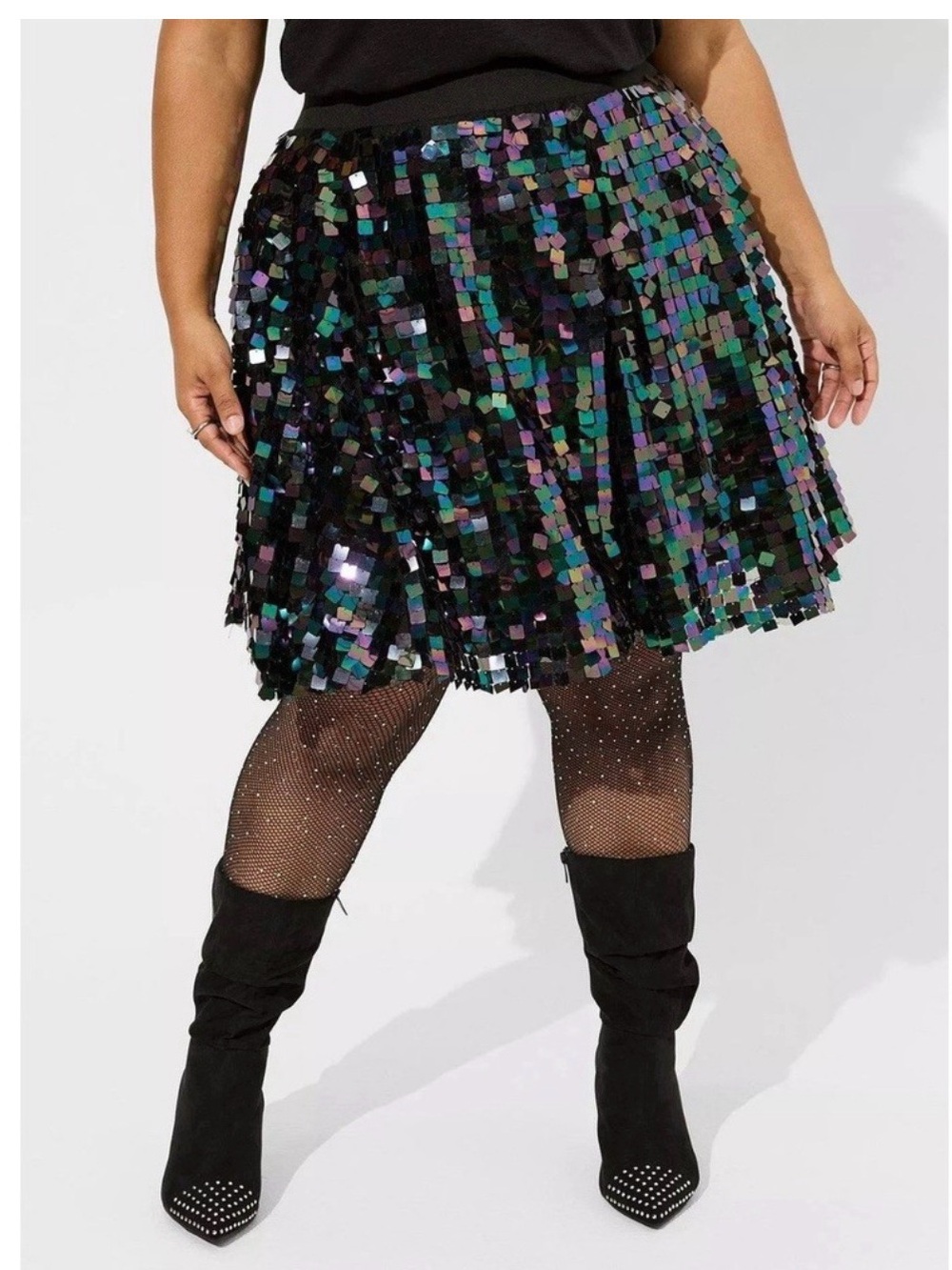 Torrid Oil Slick Sequin A-Line Mini Skirt Sz 3 NWT - Picture 2 of 6